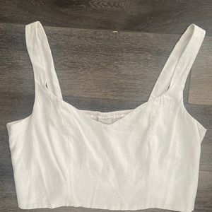 Size L cropped white linen top. Fits like an XL